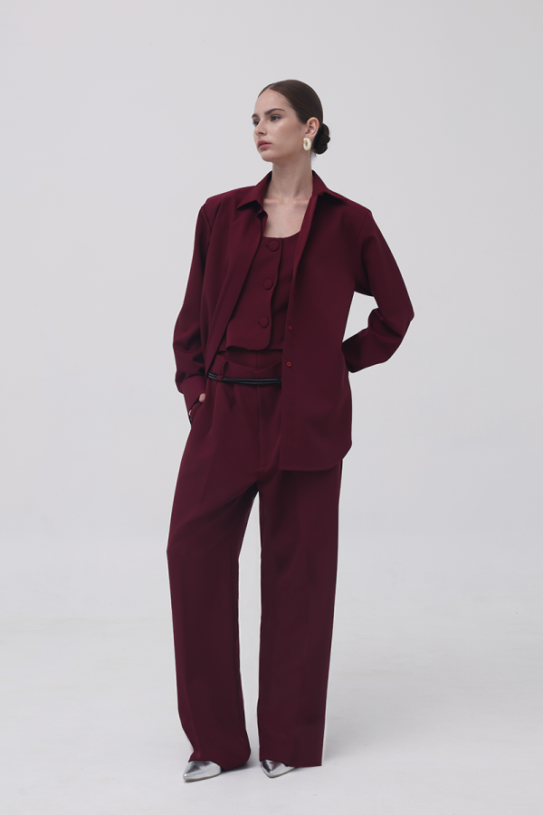 Set — Maroon July Vest and June Oversized Shirt (Pre Order)