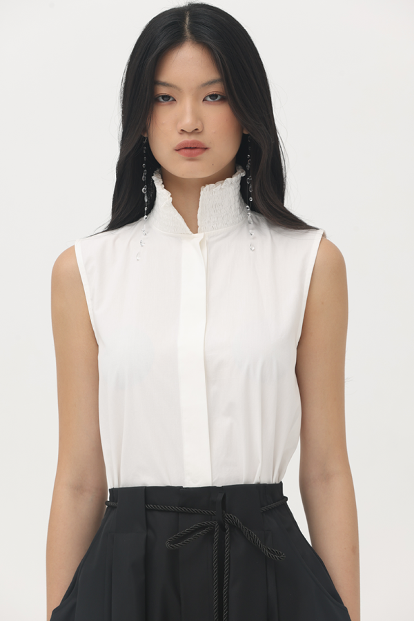 White Chai Rufflesneck Shirt (Pre Order)