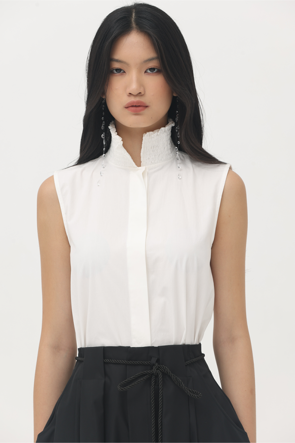 White Chai Rufflesneck Shirt