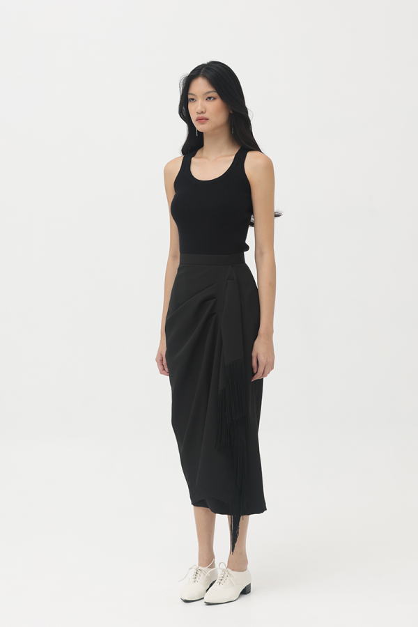Black Ocean Fringed Skirt (Pre Order)
